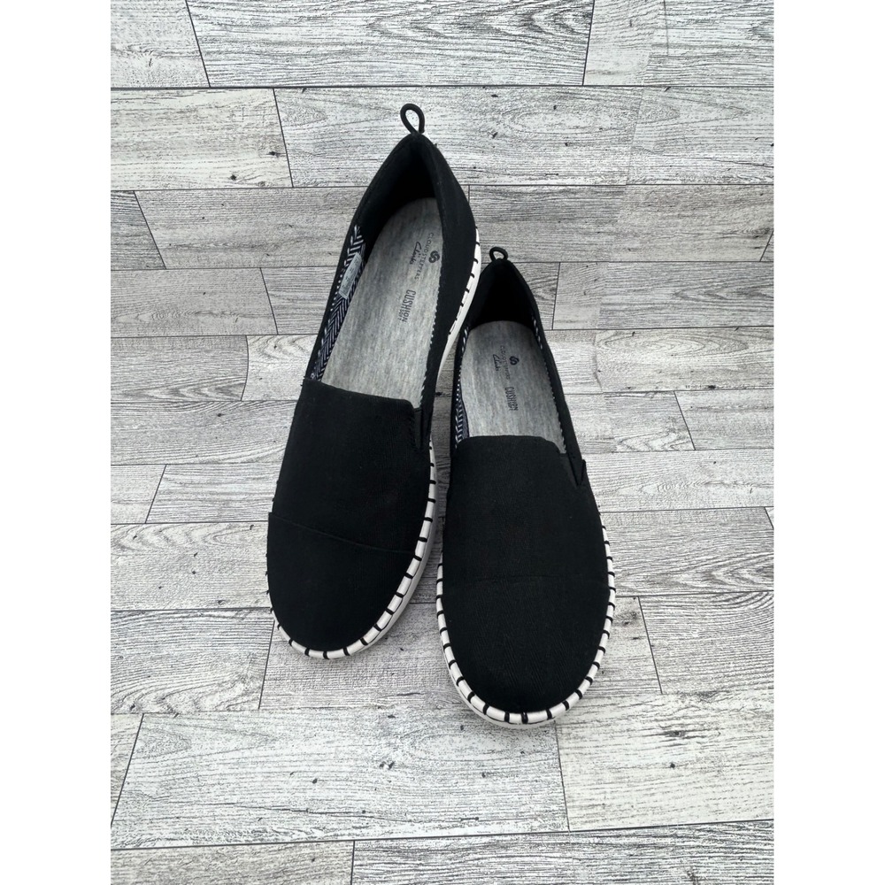 Clarks Black Slip On Casual Espadrille Style‎ Comfort Shoes Womens Size 8.5